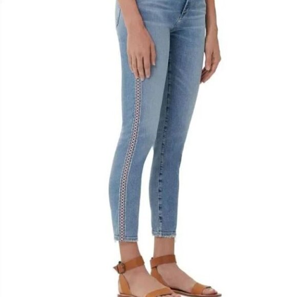 Citizens of Humanity Rocket Crop High Rise Skinny Chico Stripe Jeans Size 27 - Picture 1 of 11